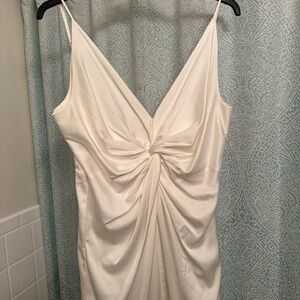Abercrombie & Fitch Twist Front White Satin Maxi Dress